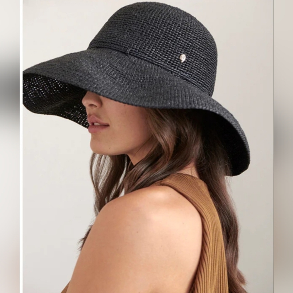 Helen Kaminski Black Wide-Brim Straw Sun Hat